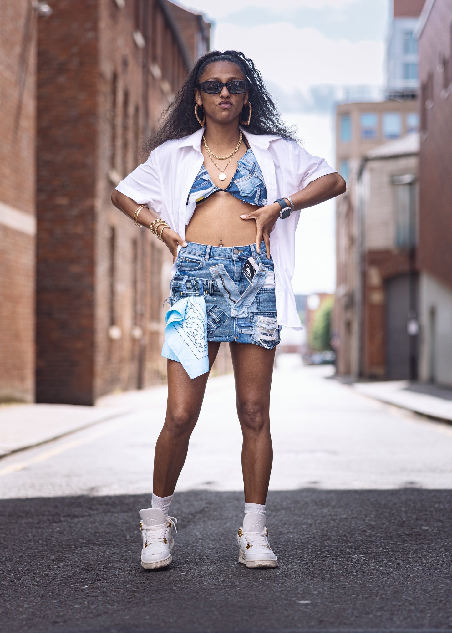 Patchwork Denim Bikini top