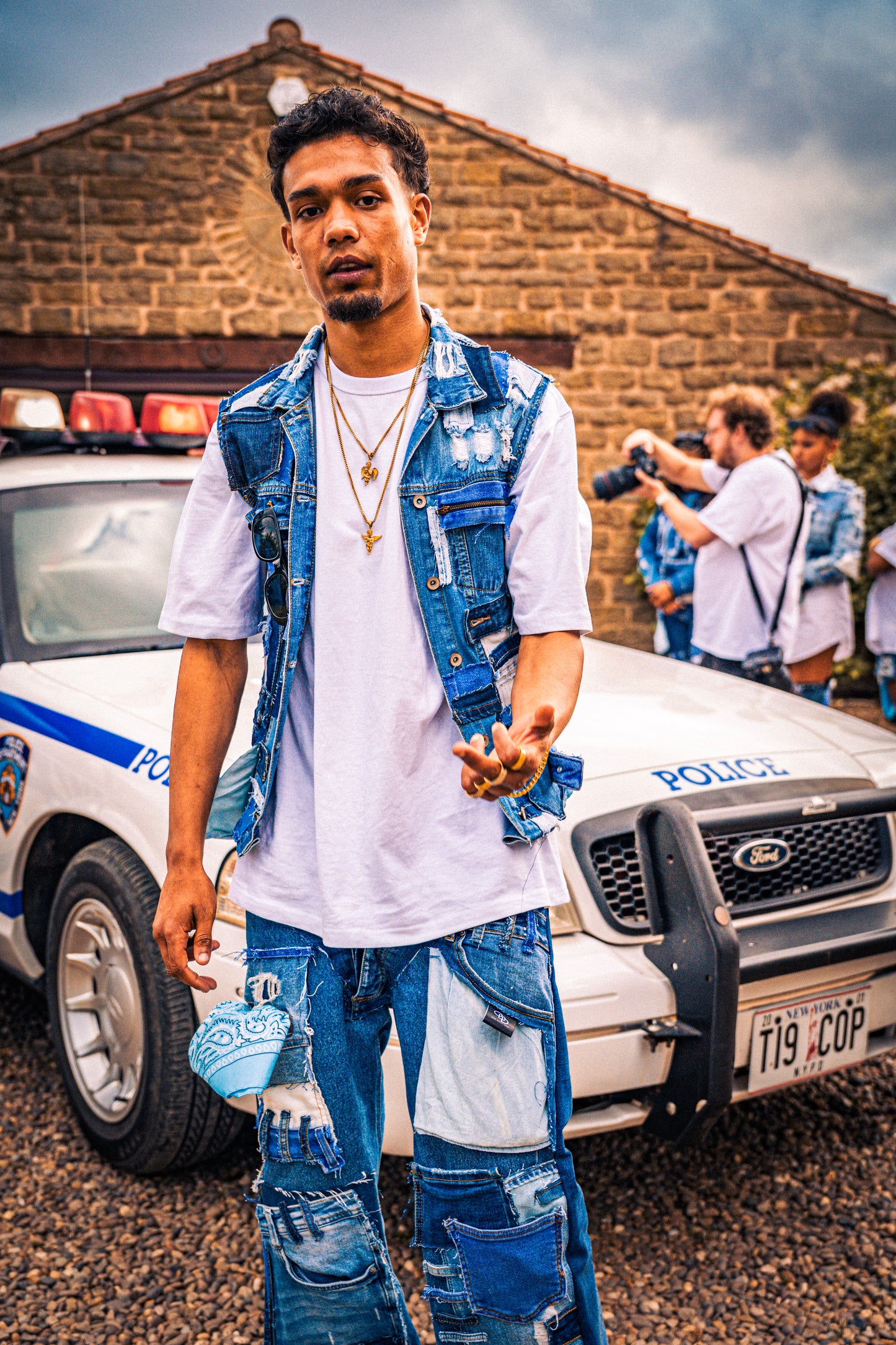 Patchwork Sleeveless Denim Jacket
