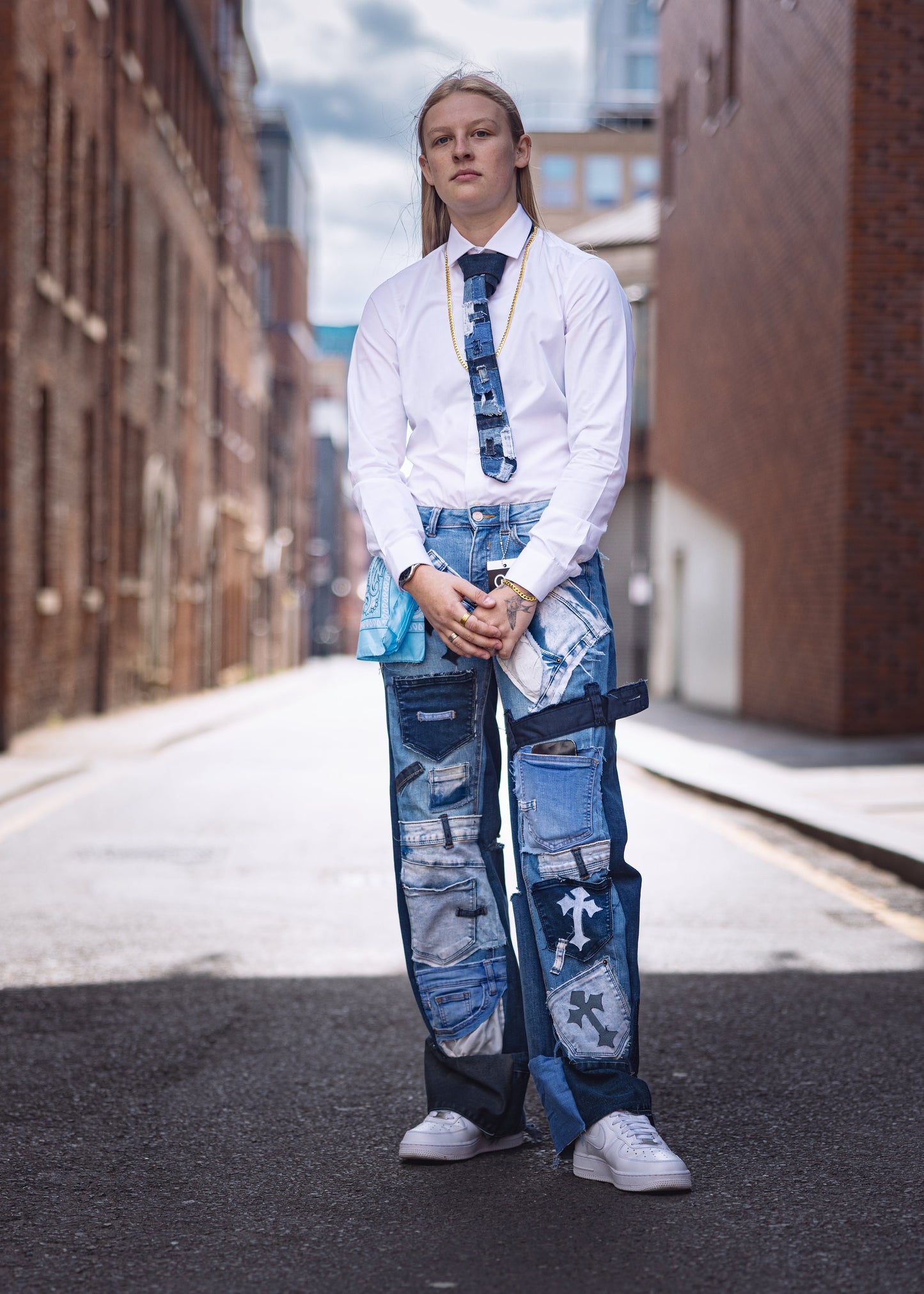 Patchwork Denim Tie