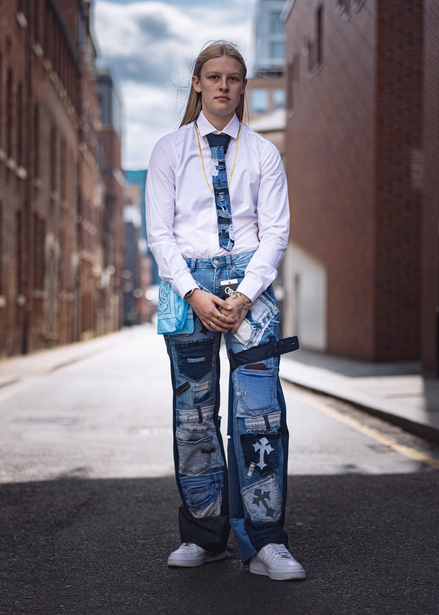 Patchwork Denim Tie