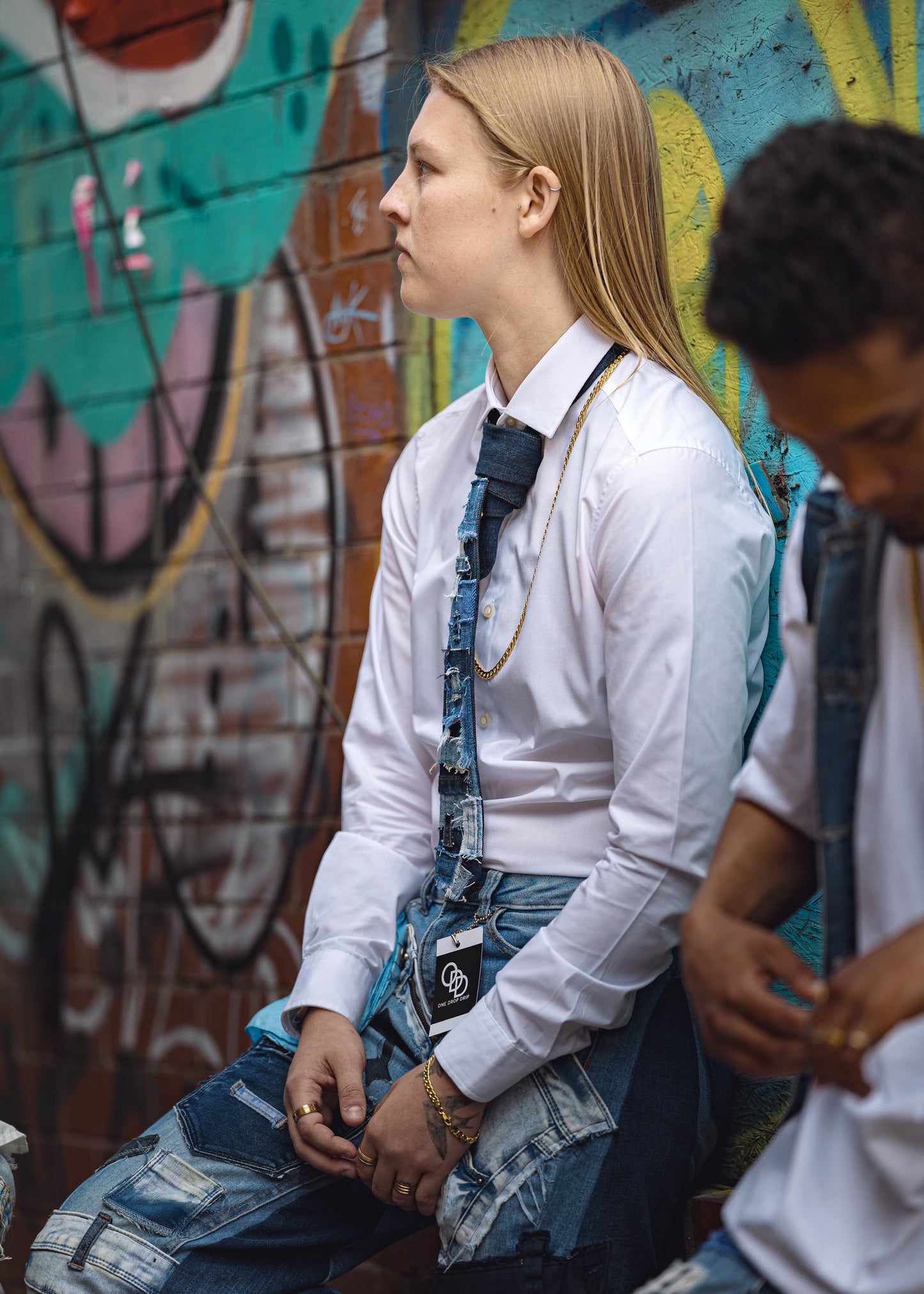 Patchwork Denim Tie