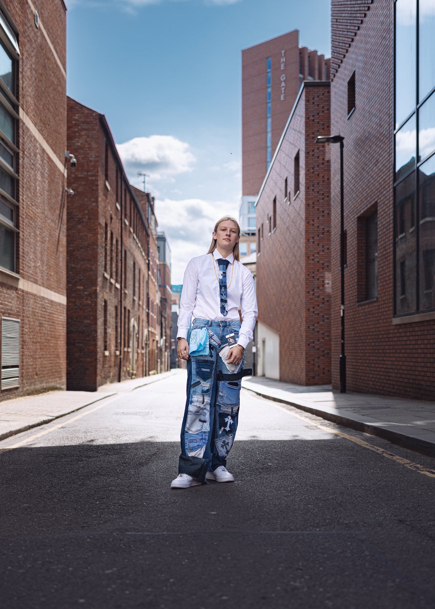 Patchwork Denim Tie